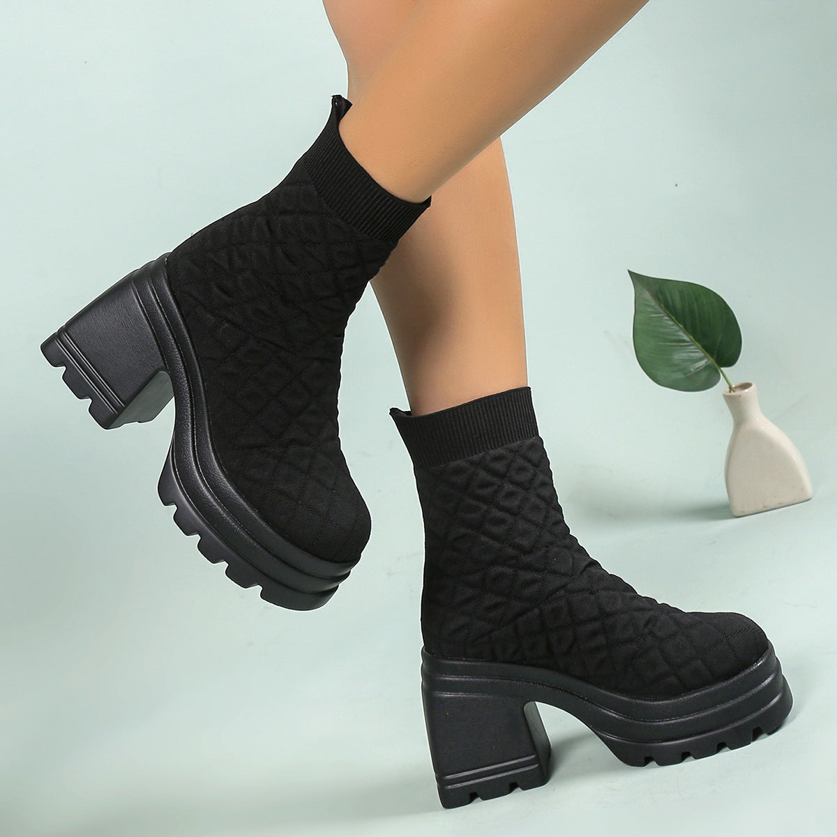 Kesperi – Bottines Hautes en Maille Extensible