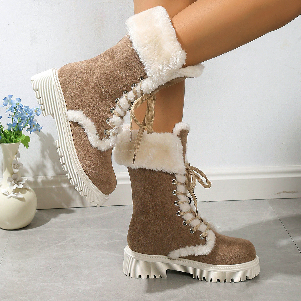 Bottes de Neige Femme à Lacets