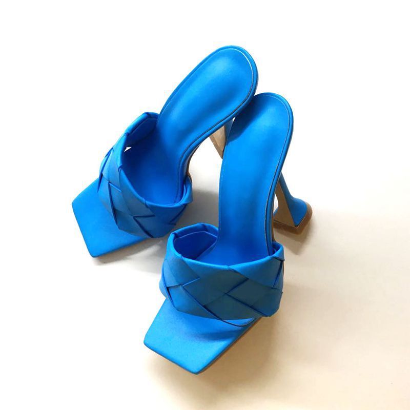 Sandales et Mules Tressées avec Talons Hauts Épais