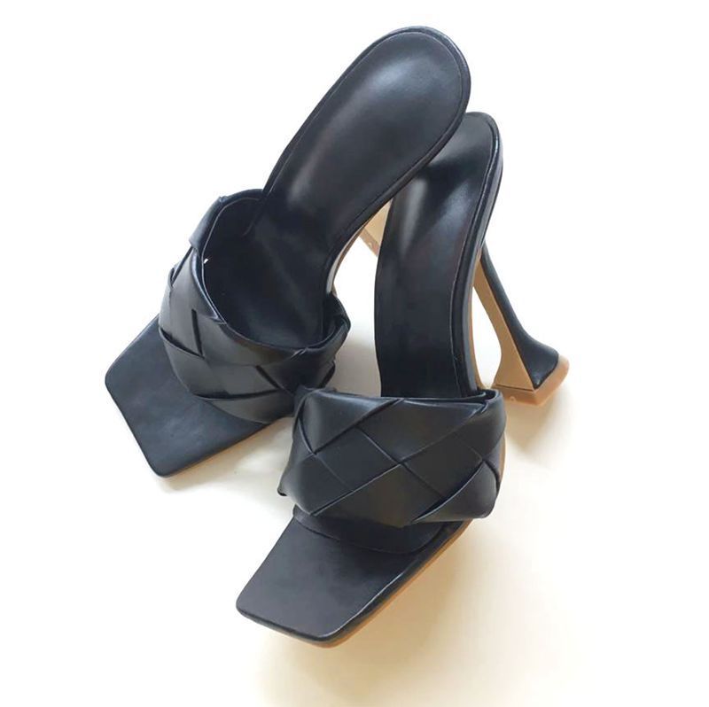 Sandales et Mules Tressées avec Talons Hauts Épais