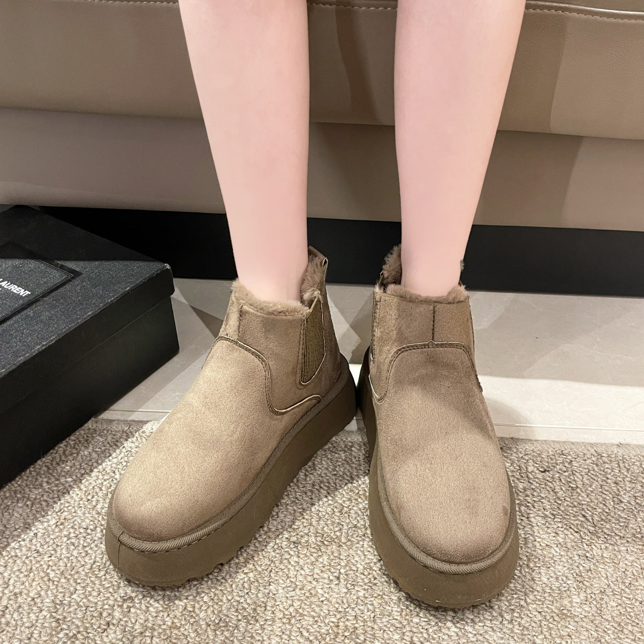 Bottes Fourrées Plates Femme