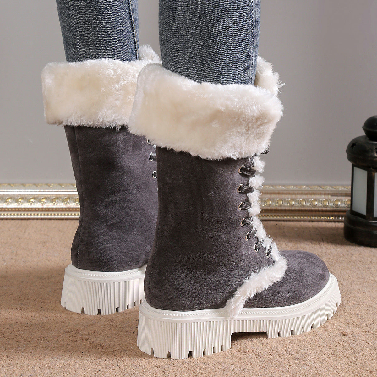 Bottes de Neige Femme à Lacets