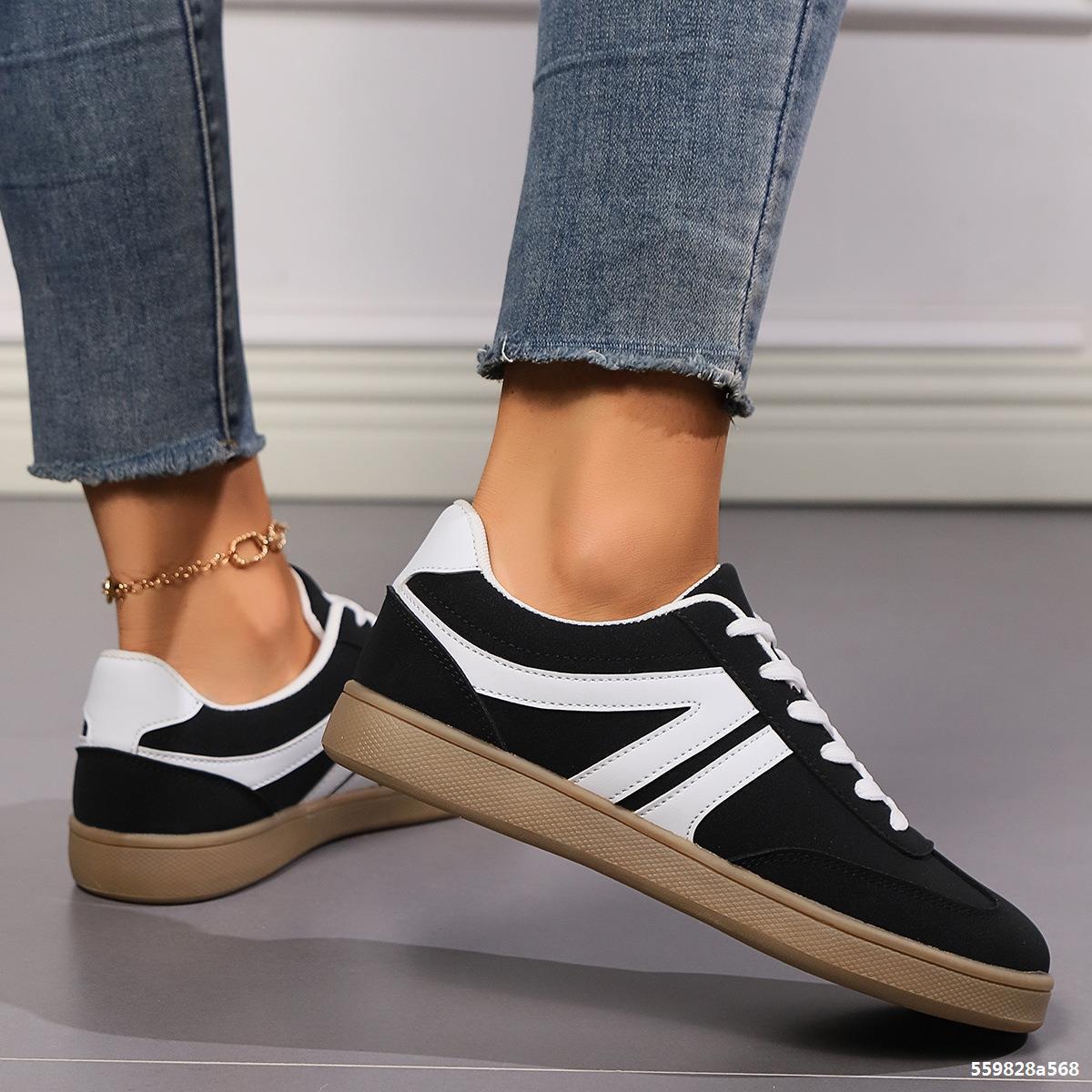 Chaussures Plates Femme à Lacets Bout Rond