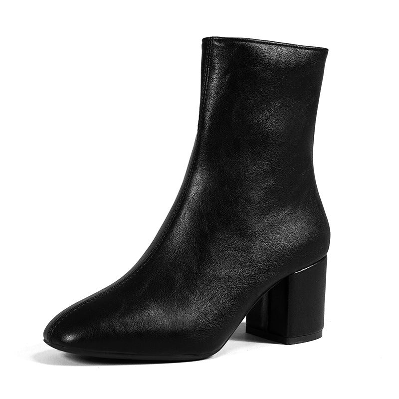 Bottes Femme à Talons Épais Bout Pointu