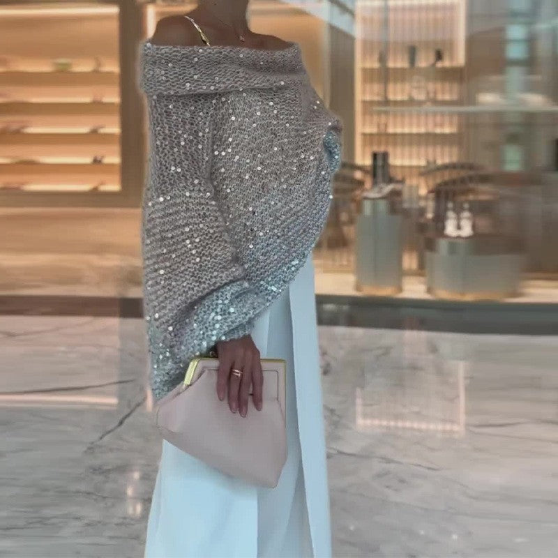 Manteau en maille à sequins