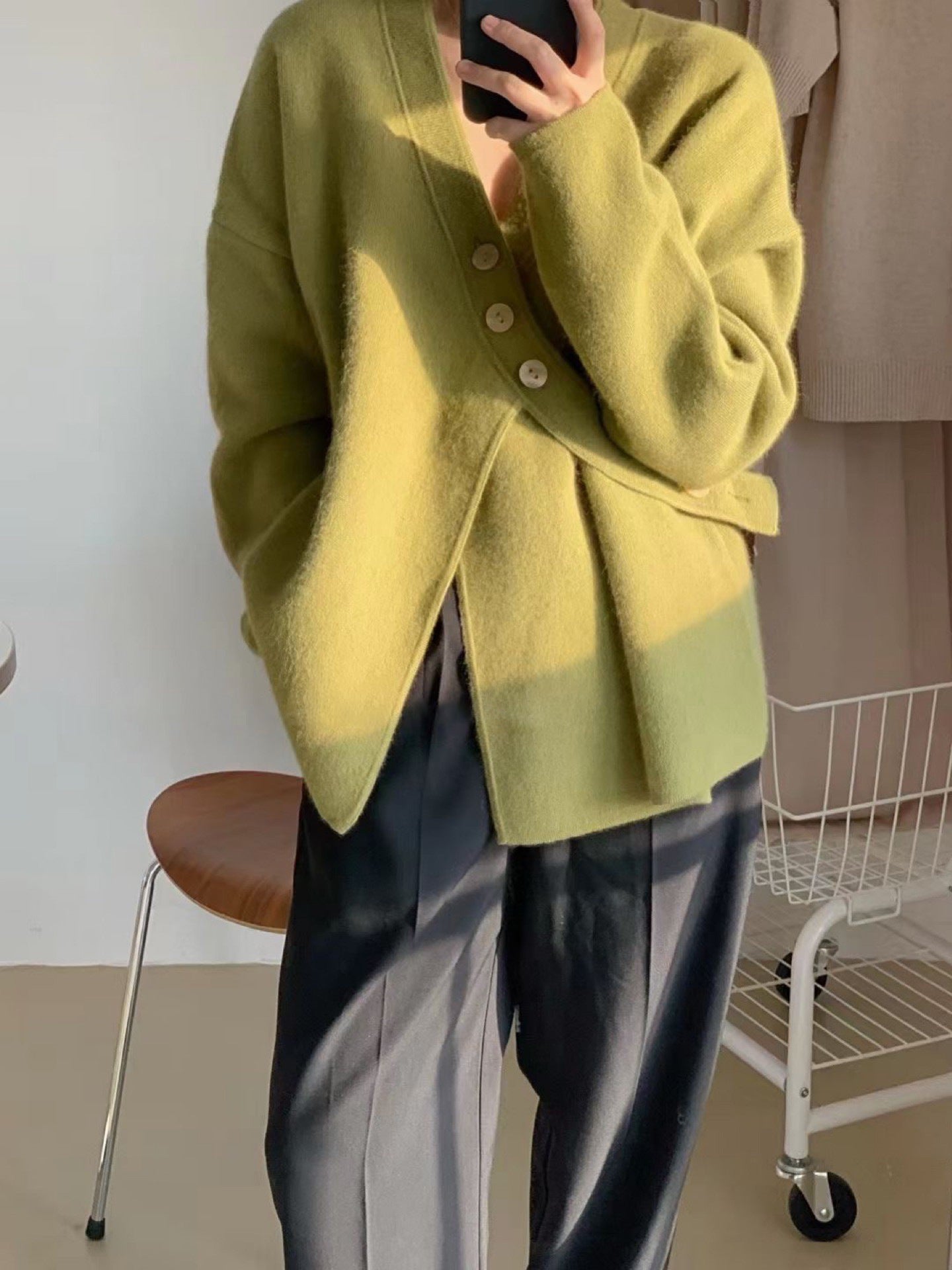 Kesperi – Veste Pull Tricotée Loose à Col V