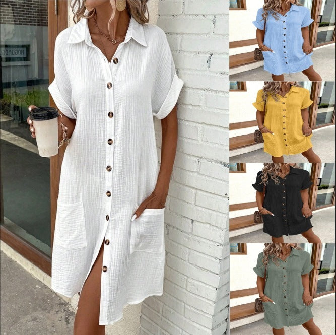 Kesperi –Robe Chemise d'Été à Manches Courtes