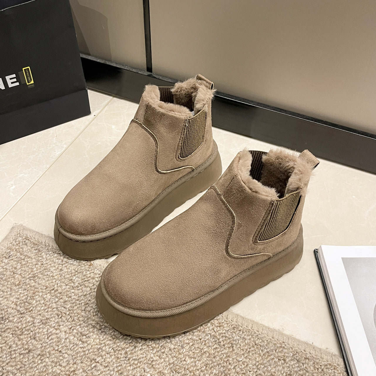 Bottes Fourrées Plates Femme