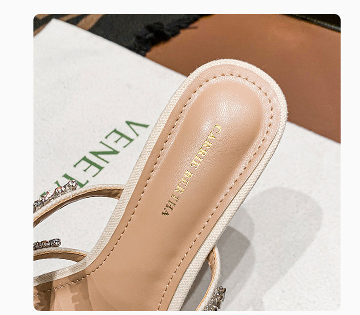 Kesperi –Sandales à Talon Épais avec Strass et Pierres