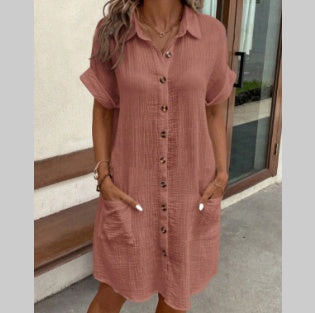 Kesperi –Robe Chemise d'Été à Manches Courtes