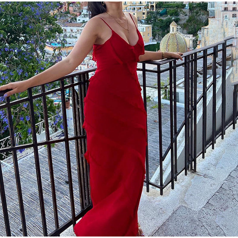Kesperi –Robe de soirée longue en mousseline de soie