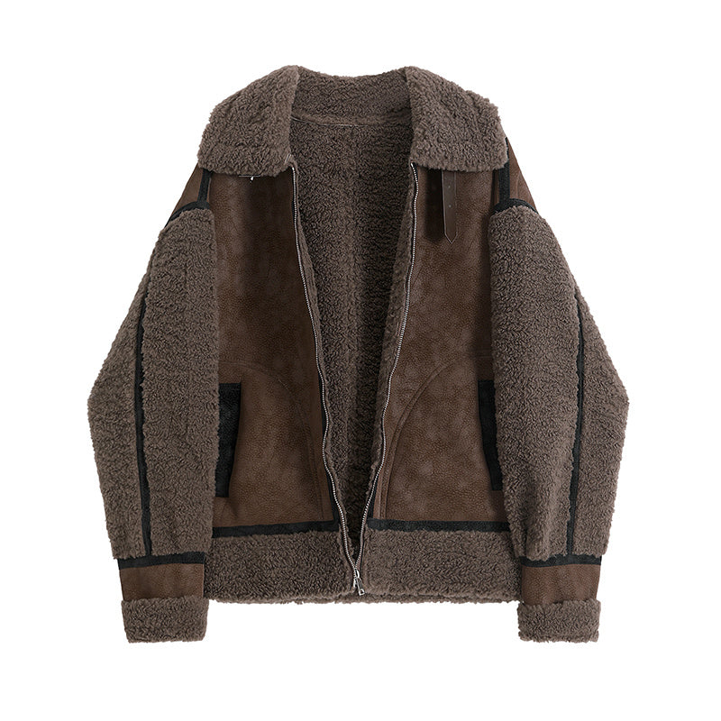 Kesperi –Manteau court femme en fausse fourrure intégrée