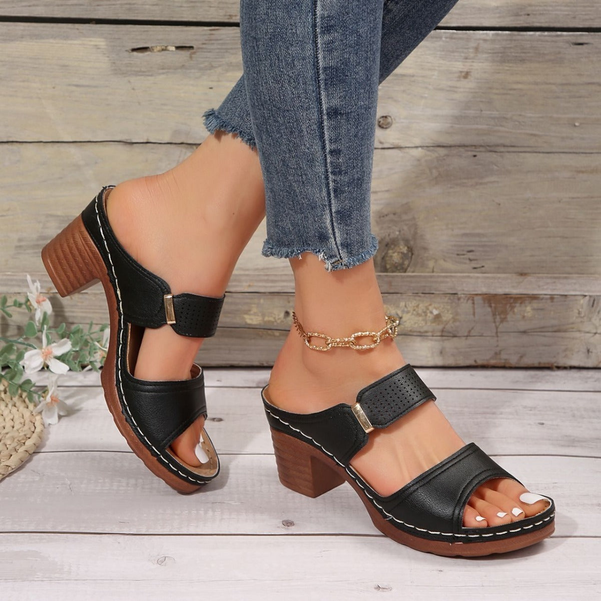 Sandales femme décontractées à talons hauts