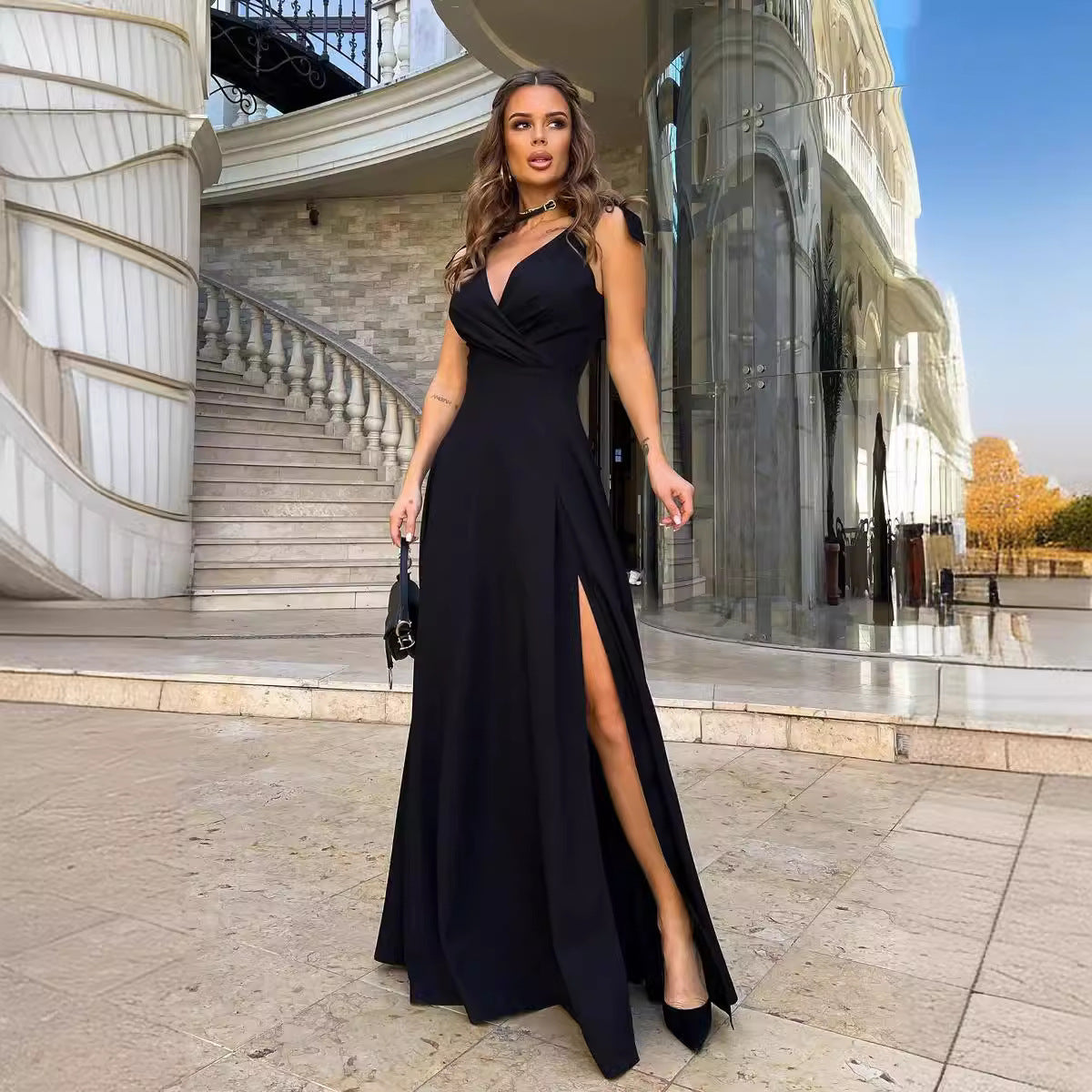 Kesperi –Robe de soirée longue plissée unie