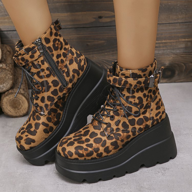 Bottes Martain Grandes Tailles à Motif Léopard