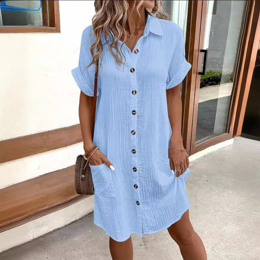 Kesperi –Robe Chemise d'Été à Manches Courtes