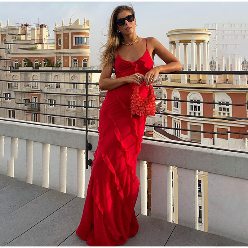 Kesperi –Robe de soirée longue en mousseline de soie