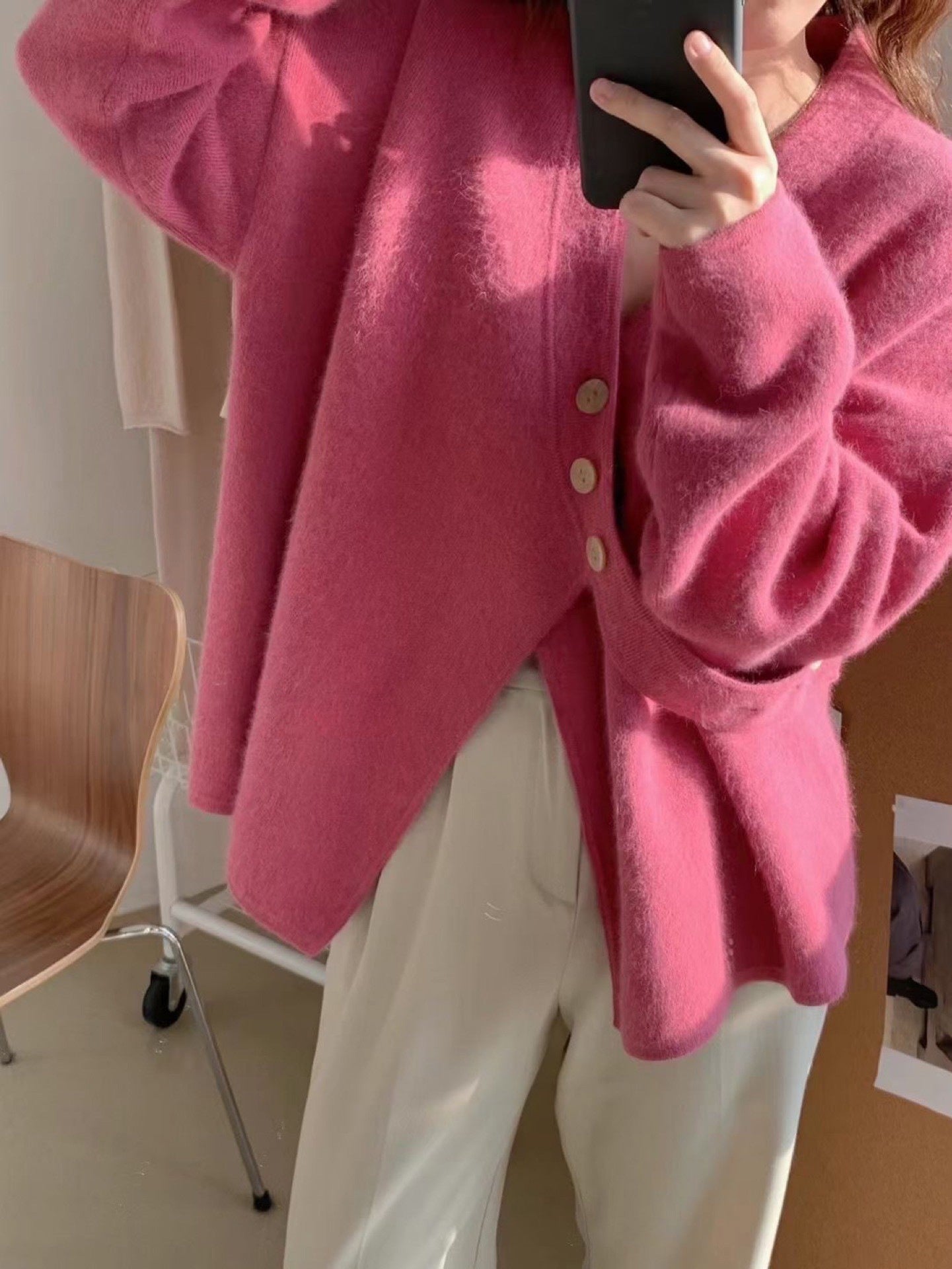 Kesperi – Veste Pull Tricotée Loose à Col V