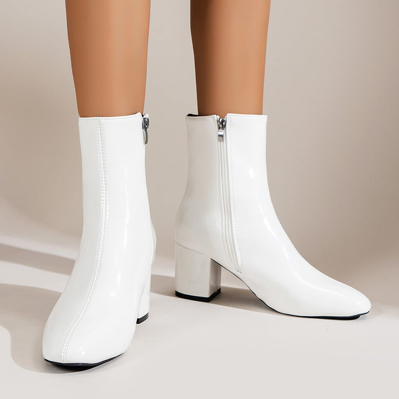 Bottes Femme à Talons Épais Bout Pointu