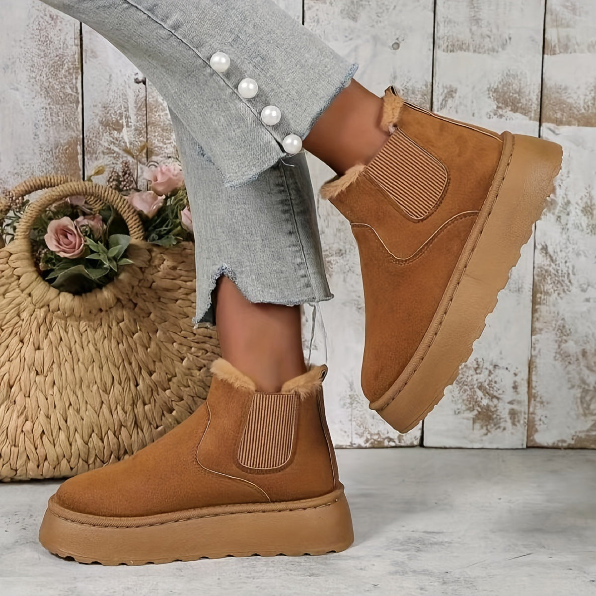 Bottes Fourrées Plates Femme