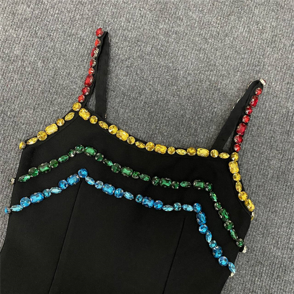 Kesperi –Robe de Soirée Tempérament avec Lanières et Strass