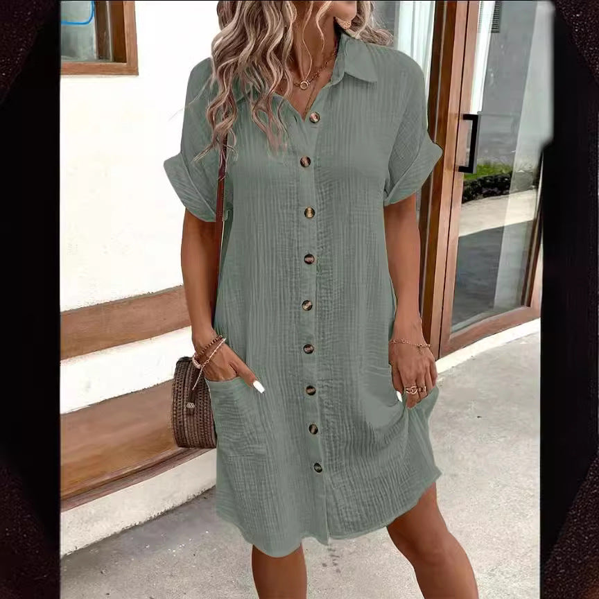 Kesperi –Robe Chemise d'Été à Manches Courtes