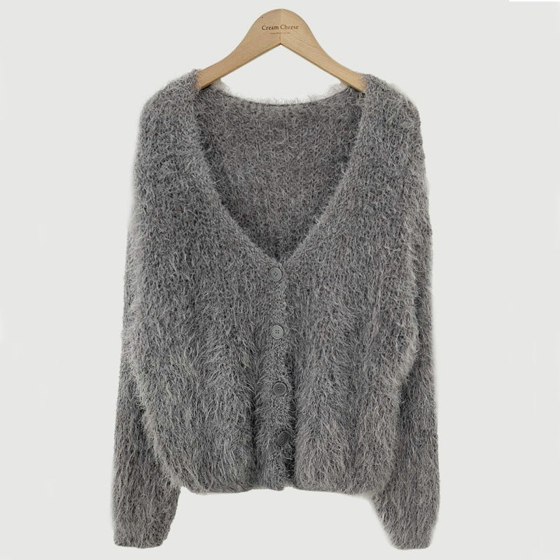 Gilet court col V décontracté pour femme