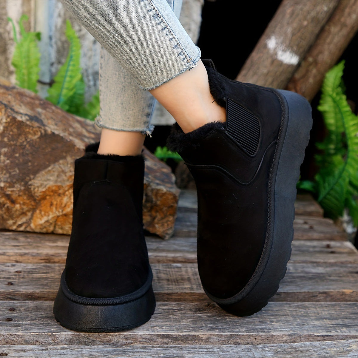Bottes Fourrées Plates Femme