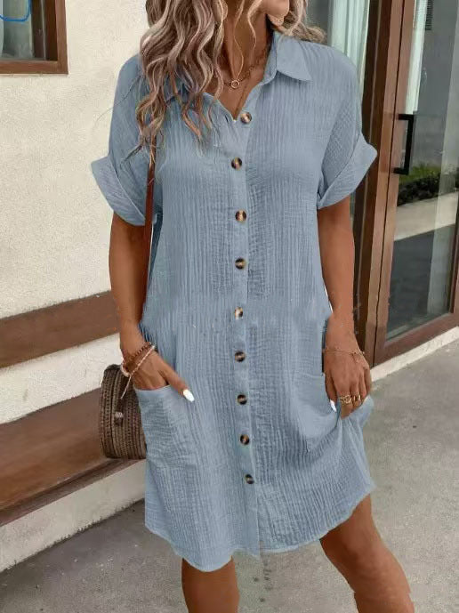Kesperi –Robe Chemise d'Été à Manches Courtes