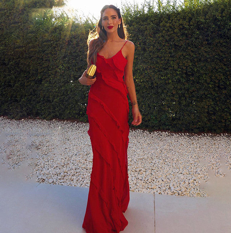 Kesperi –Robe de soirée longue en mousseline de soie