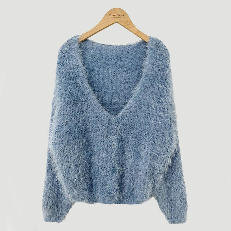 Gilet court col V décontracté pour femme