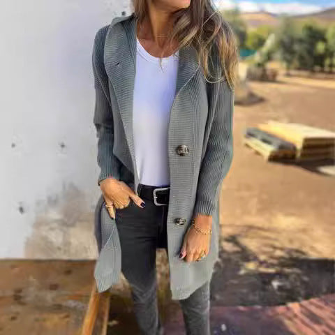 Gilet long femme en maille