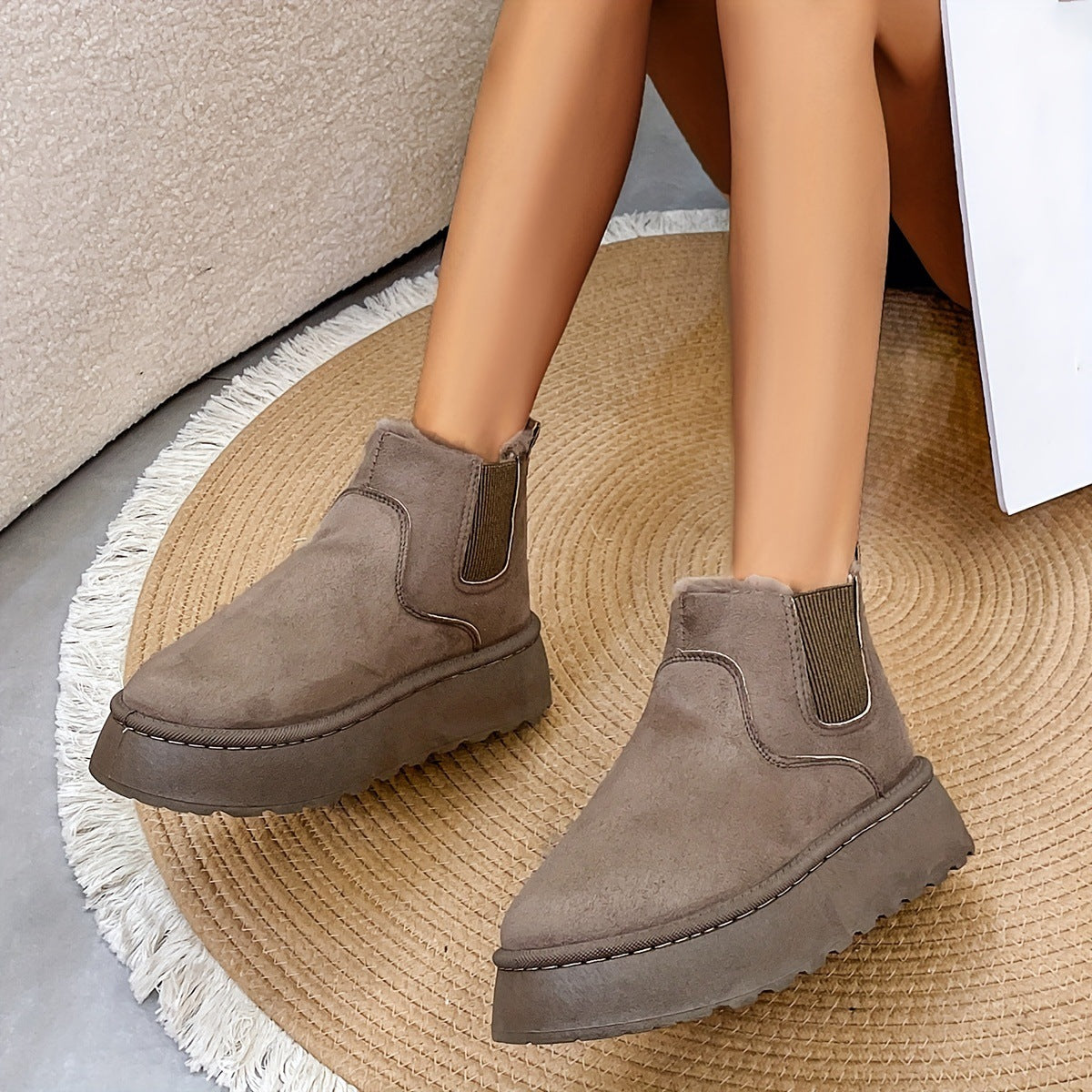 Bottes Fourrées Plates Femme