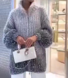 Manteau en maille à sequins