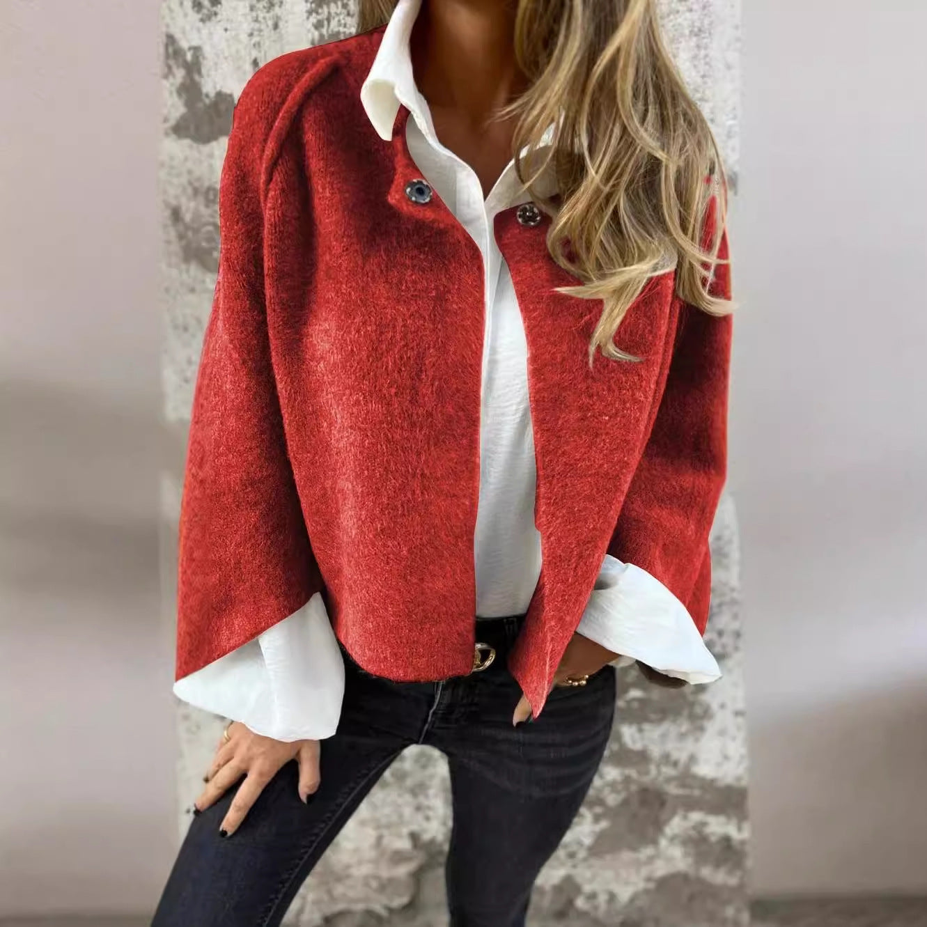 Gilet court femme manches chauve-souris