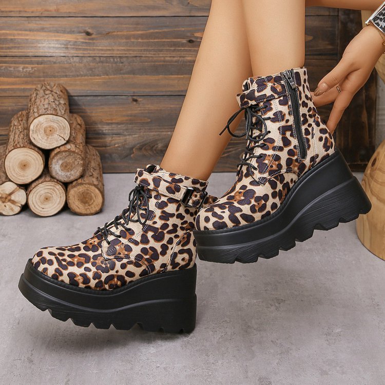 Bottes Martain Grandes Tailles à Motif Léopard