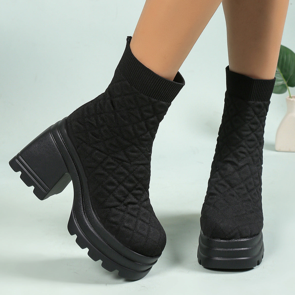 Kesperi – Bottines Hautes en Maille Extensible