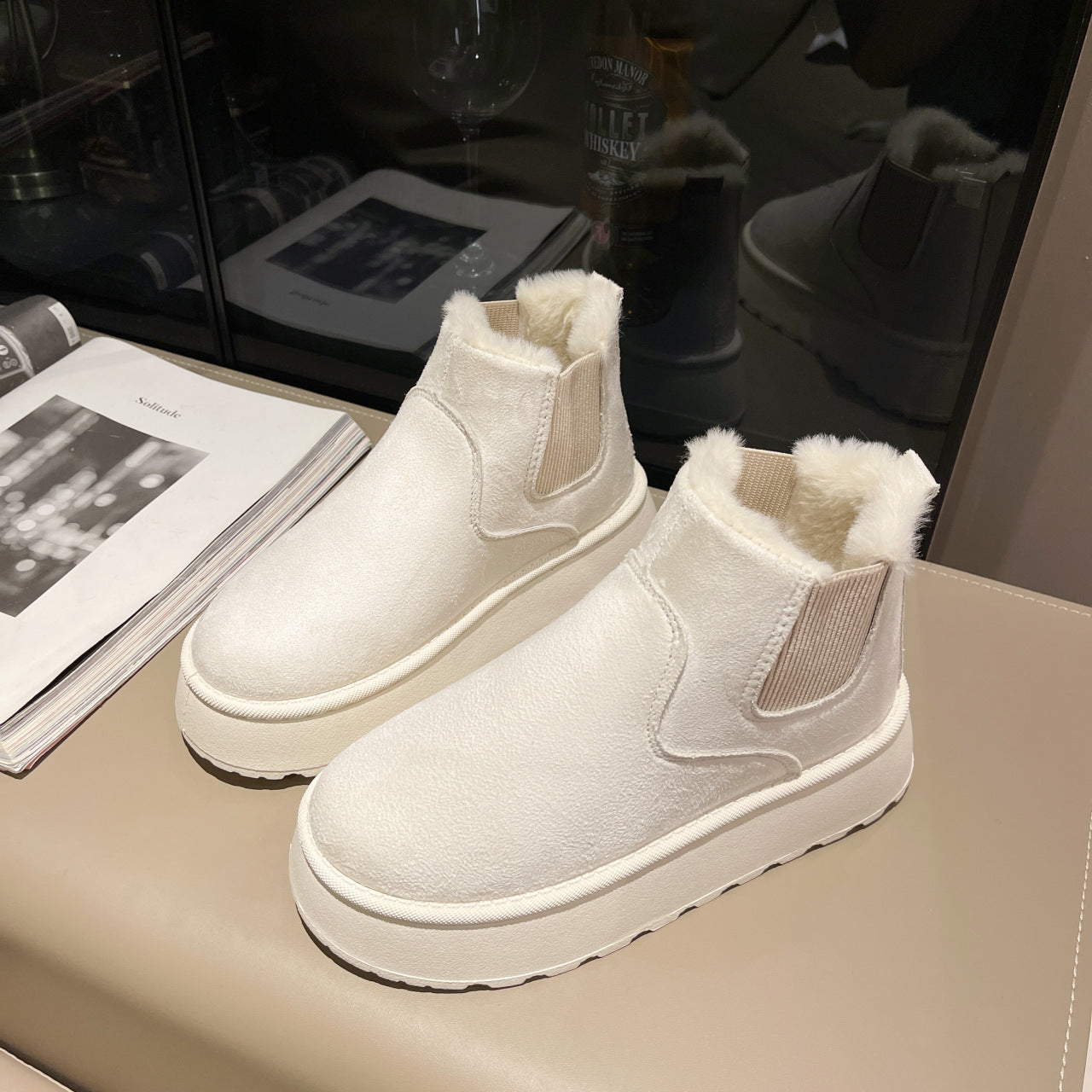 Bottes Fourrées Plates Femme