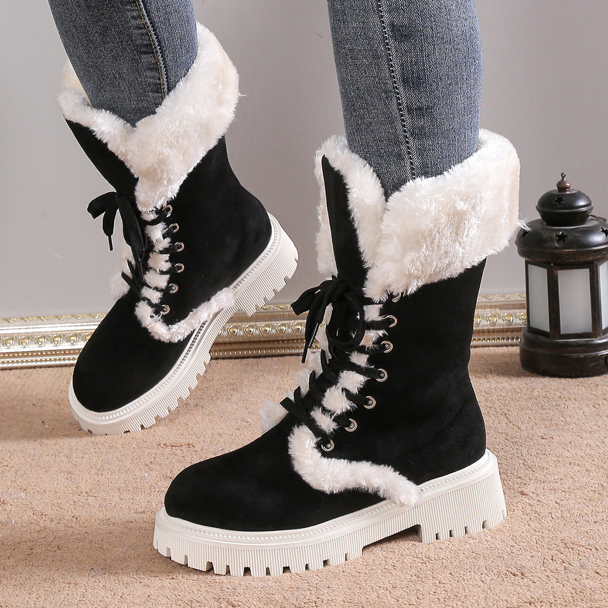 Bottes de Neige Femme à Lacets