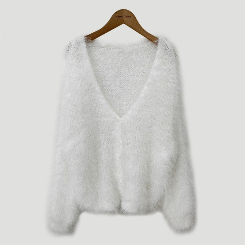 Gilet court col V décontracté pour femme