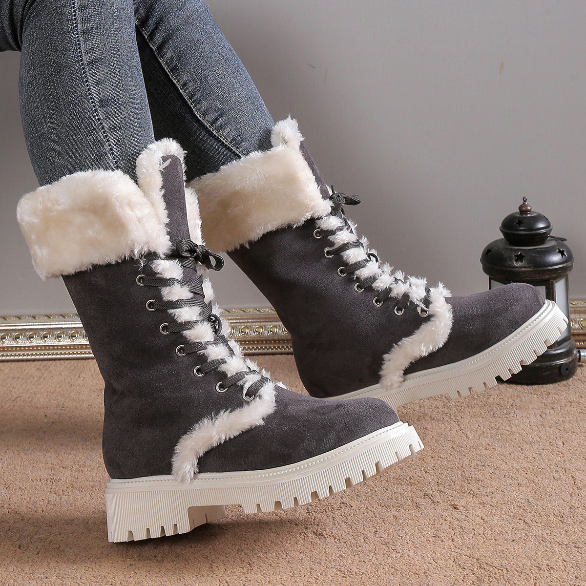 Bottes de Neige Femme à Lacets