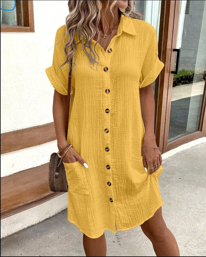 Kesperi –Robe Chemise d'Été à Manches Courtes
