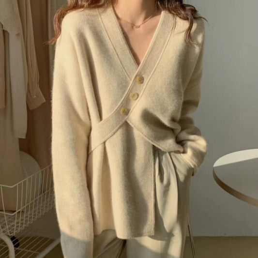 Kesperi – Veste Pull Tricotée Loose à Col V