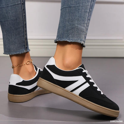 Chaussures Plates Femme à Lacets Bout Rond