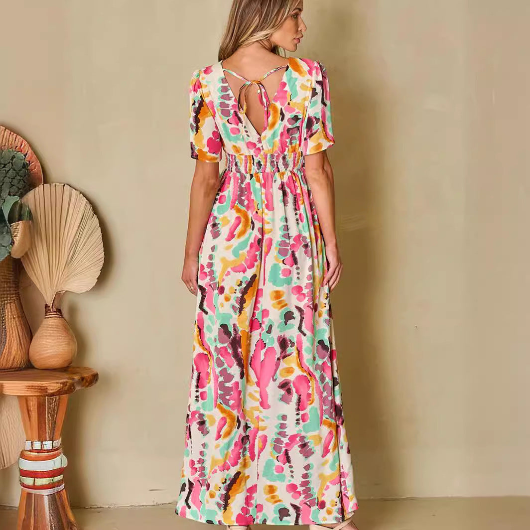 Kesperi –Robe fleurie Manches Courtes