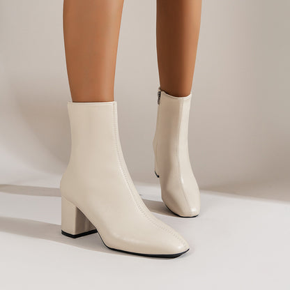 Bottes Femme à Talons Épais Bout Pointu