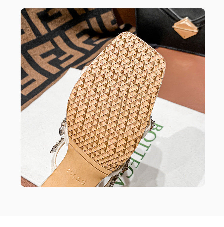 Kesperi –Sandales à Talon Épais avec Strass et Pierres