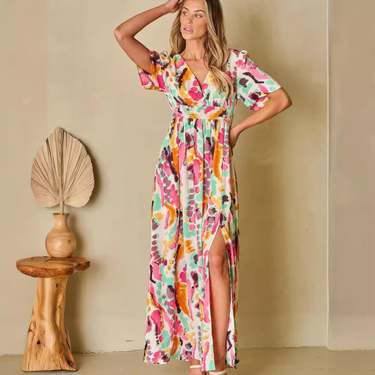 Kesperi –Robe fleurie Manches Courtes