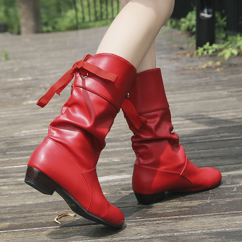 Bottes mi-mollet à bride arrière, talon bas