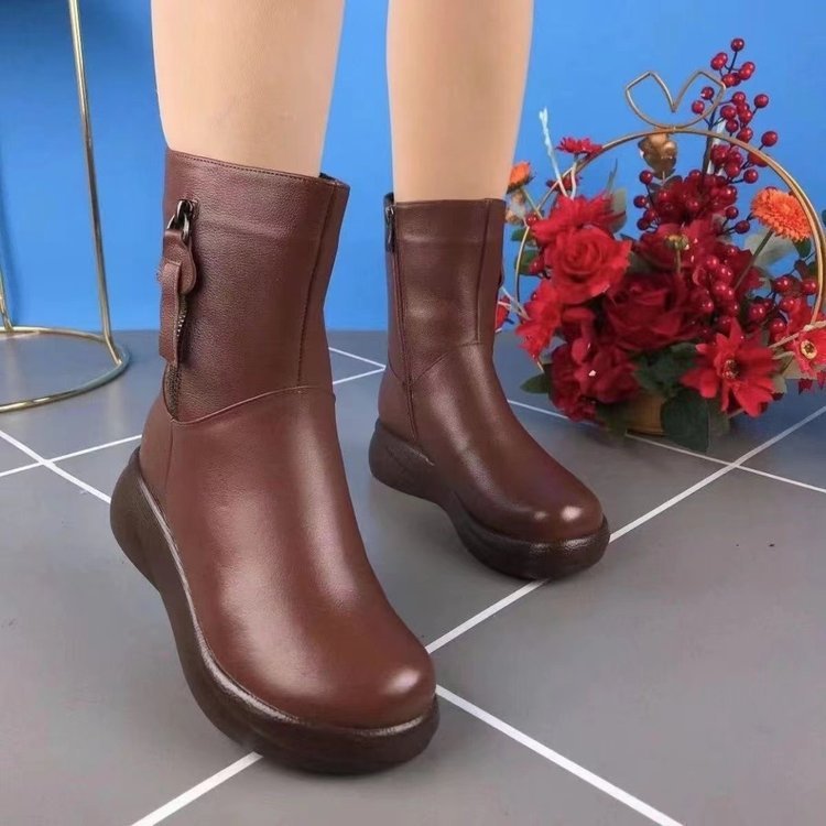 Bottes Mi-hautes Rétro Plates Style Britannique